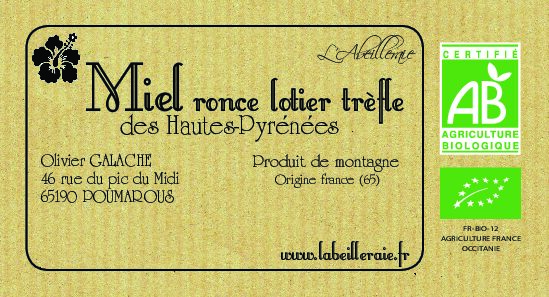 Miel de ronce lotier trèfle - bio